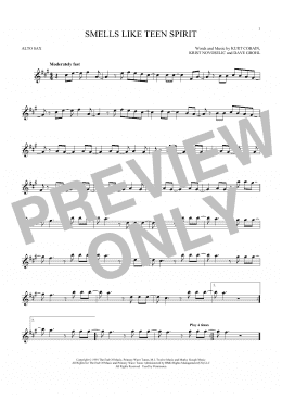 page one of Smells Like Teen Spirit (Alto Sax Solo)