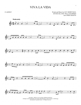 page one of Viva La Vida (Clarinet Solo)