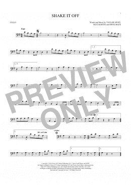 page one of Shake It Off (Cello Solo)