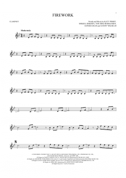 page one of Firework (Clarinet Solo)