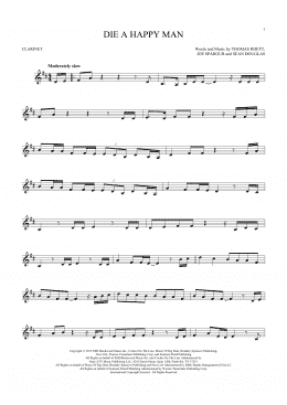 page one of Die A Happy Man (Clarinet Solo)