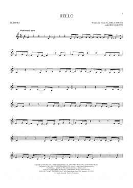 page one of Hello (Clarinet Solo)