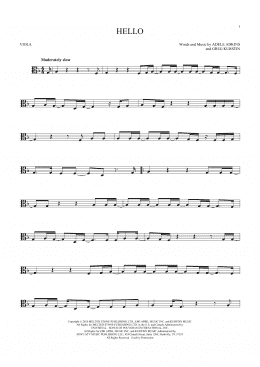 page one of Hello (Viola Solo)