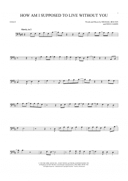 page one of How Am I Supposed To Live Without You (Cello Solo)