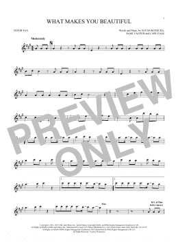 page one of What Makes You Beautiful (Tenor Sax Solo)