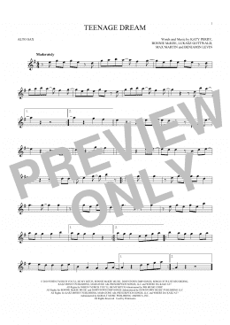 page one of Teenage Dream (Alto Sax Solo)