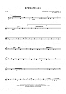 page one of Bad Romance (Violin Solo)