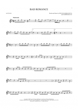 page one of Bad Romance (Alto Sax Solo)