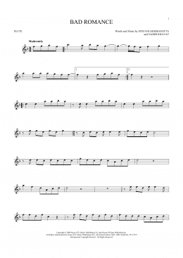 page one of Bad Romance (Flute Solo)