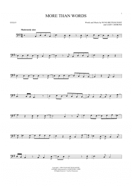 page one of More Than Words (Cello Solo)