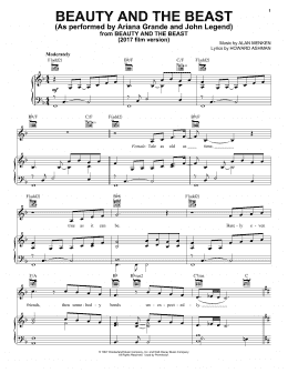 page one of Beauty And The Beast (Piano, Vocal & Guitar Chords (Right-Hand Melody))