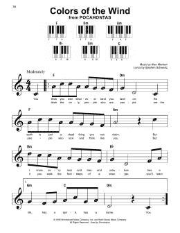 page one of Colors Of The Wind (from Pocahontas) (Super Easy Piano)