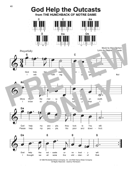 page one of God Help The Outcasts (from The Hunchback Of Notre Dame) (Super Easy Piano)