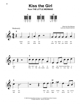 page one of Kiss The Girl (from The Little Mermaid) (Super Easy Piano)