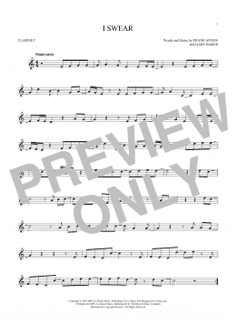 page one of I Swear (Clarinet Solo)