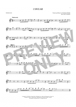 page one of I Swear (Tenor Sax Solo)