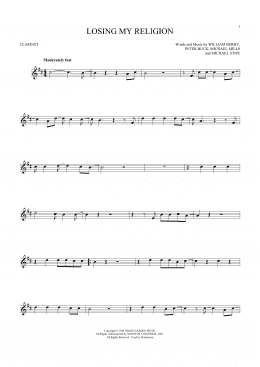 page one of Losing My Religion (Clarinet Solo)