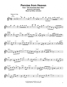 page one of Pennies From Heaven (Tenor Sax Transcription)