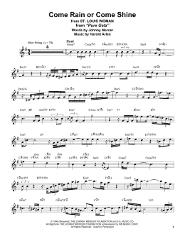 page one of Come Rain Or Come Shine (Tenor Sax Transcription)