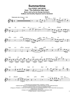 page one of Summertime (Tenor Sax Transcription)