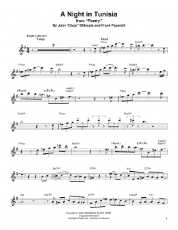 page one of A Night In Tunisia (Tenor Sax Transcription)