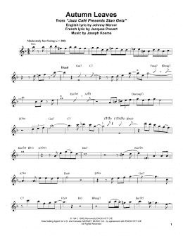 page one of Autumn Leaves (Tenor Sax Transcription)