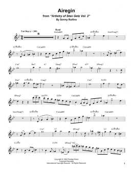 page one of Airegin (Tenor Sax Transcription)