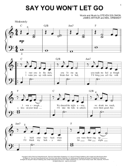 page one of Say You Won't Let Go (Big Note Piano)