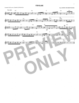 page one of Fur Elise, WoO 59 (Lead Sheet / Fake Book)