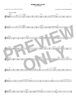 page one of Romeo And Juliet (Love Theme) (Lead Sheet / Fake Book)