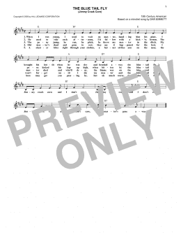 page one of The Blue Tail Fly (Jimmy Crack Corn) (Lead Sheet / Fake Book)