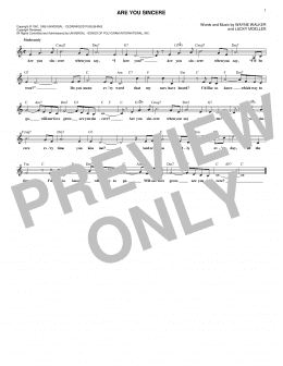 page one of Are You Sincere (Lead Sheet / Fake Book)