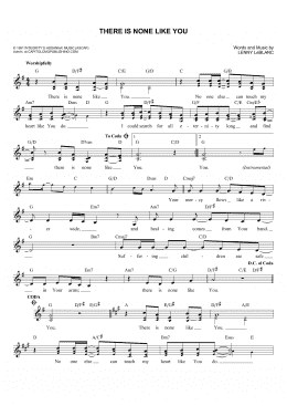 page one of There Is None Like You (Lead Sheet / Fake Book)