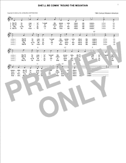 page one of She'll Be Comin' 'Round The Mountain (Lead Sheet / Fake Book)