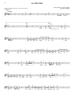 page one of All Right Now (Lead Sheet / Fake Book)