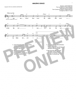 page one of Amazing Grace (Lead Sheet / Fake Book)