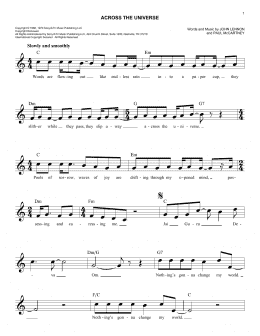 page one of Across The Universe (Easy Lead Sheet / Fake Book)