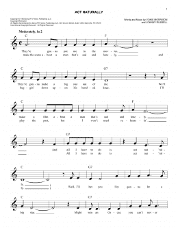 page one of Act Naturally (Easy Lead Sheet / Fake Book)