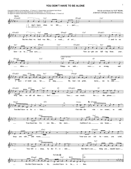 page one of You Don't Have To Be Alone (Lead Sheet / Fake Book)