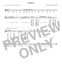 page one of Alouette (Lead Sheet / Fake Book)