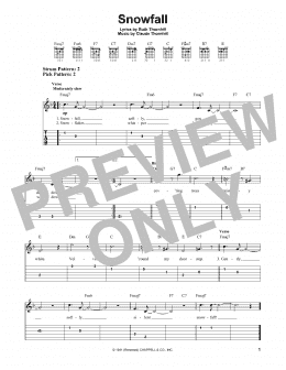 page one of Snowfall (Easy Guitar Tab)