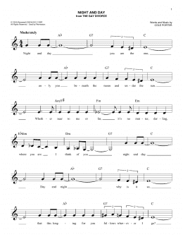 page one of Night And Day (Easy Lead Sheet / Fake Book)