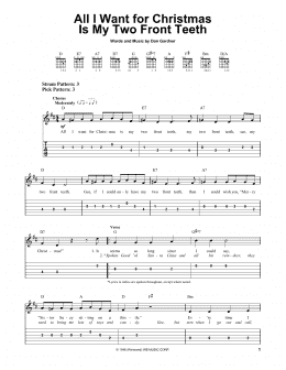 page one of All I Want For Christmas Is My Two Front Teeth (Easy Guitar Tab)