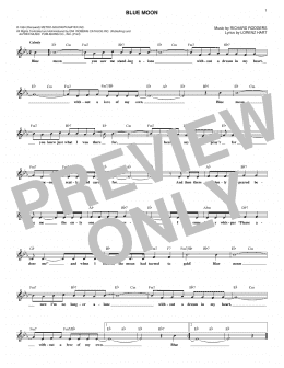 page one of Blue Moon (Lead Sheet / Fake Book)