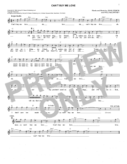 page one of Can't Buy Me Love (Lead Sheet / Fake Book)