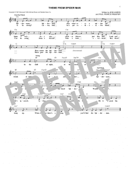 page one of Theme From Spider-Man (Lead Sheet / Fake Book)