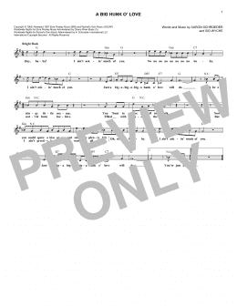 page one of A Big Hunk O' Love (Lead Sheet / Fake Book)