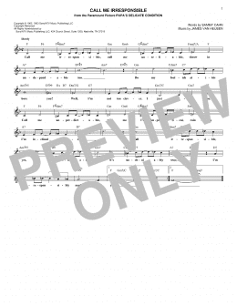 page one of Call Me Irresponsible (Lead Sheet / Fake Book)