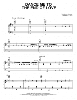 page one of Dance Me To The End Of Love (Piano, Vocal & Guitar Chords (Right-Hand Melody))