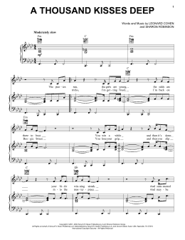 page one of A Thousand Kisses Deep (Piano, Vocal & Guitar Chords (Right-Hand Melody))